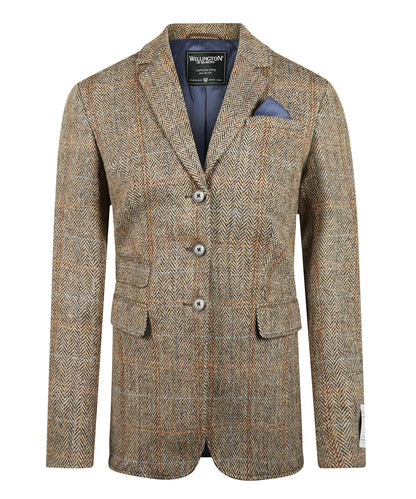 Kolbert Harris Tweed Dames | Bruin melange herringbone