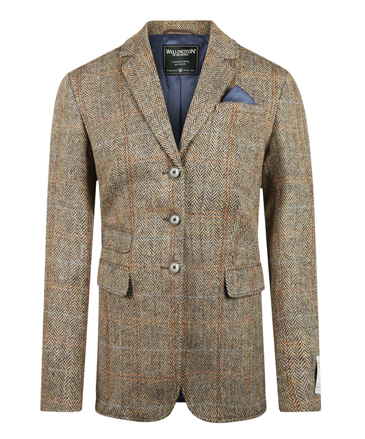 Kolbert Harris Tweed Dames | Bruin melange herringbone