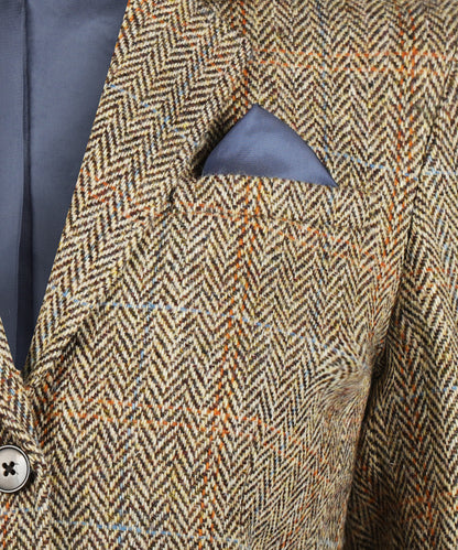 Kolbert Harris Tweed Dames | Bruin melange herringbone