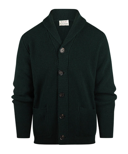 William Lockie Cardigan Jamie mit Schalkragen | Tartangrün