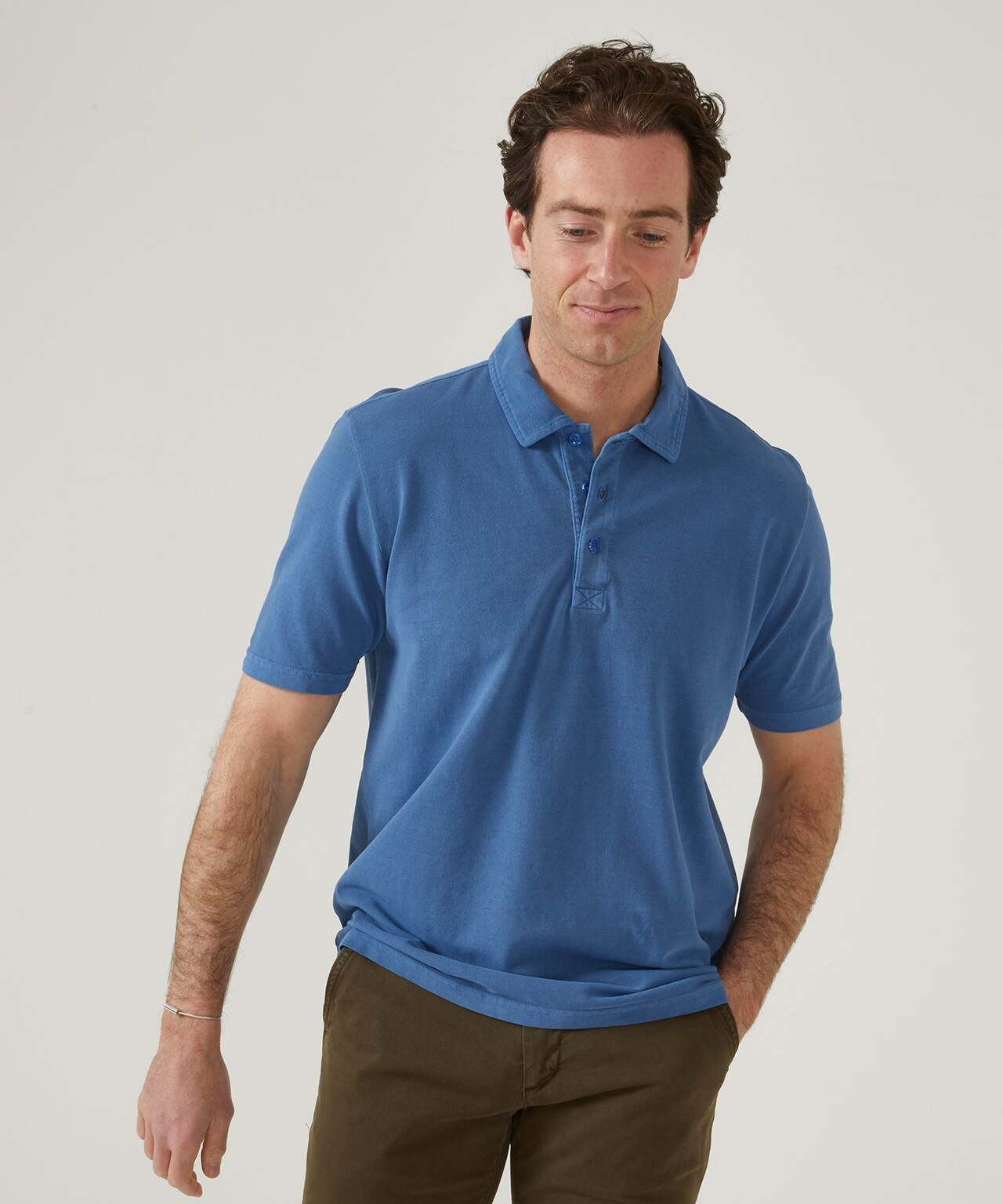 Lässiges Jersey-Polohemd, Kurzarm | Blau