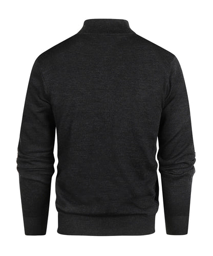Merinowollpullover mit Reißverschlusskragen | Anthrazit