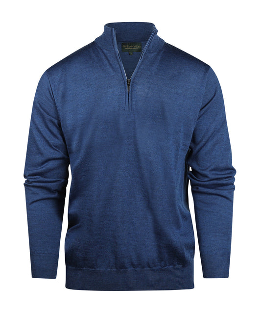 Merino Turtle rits | Blauw Melange