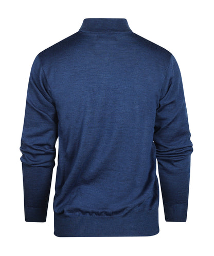 Merinowollpullover mit Reißverschlusskragen | Blau