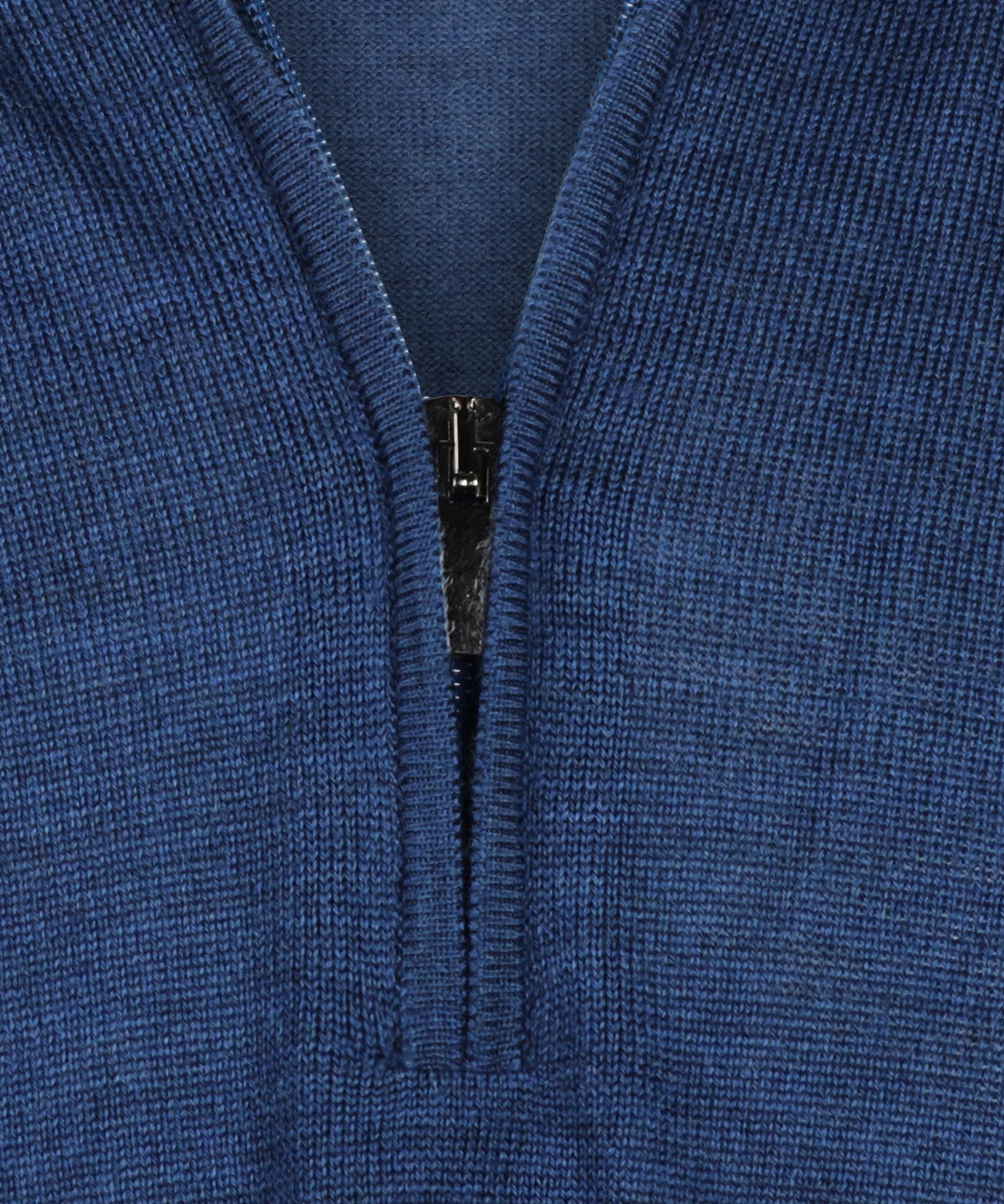 Merinowollpullover mit Reißverschlusskragen | Blau