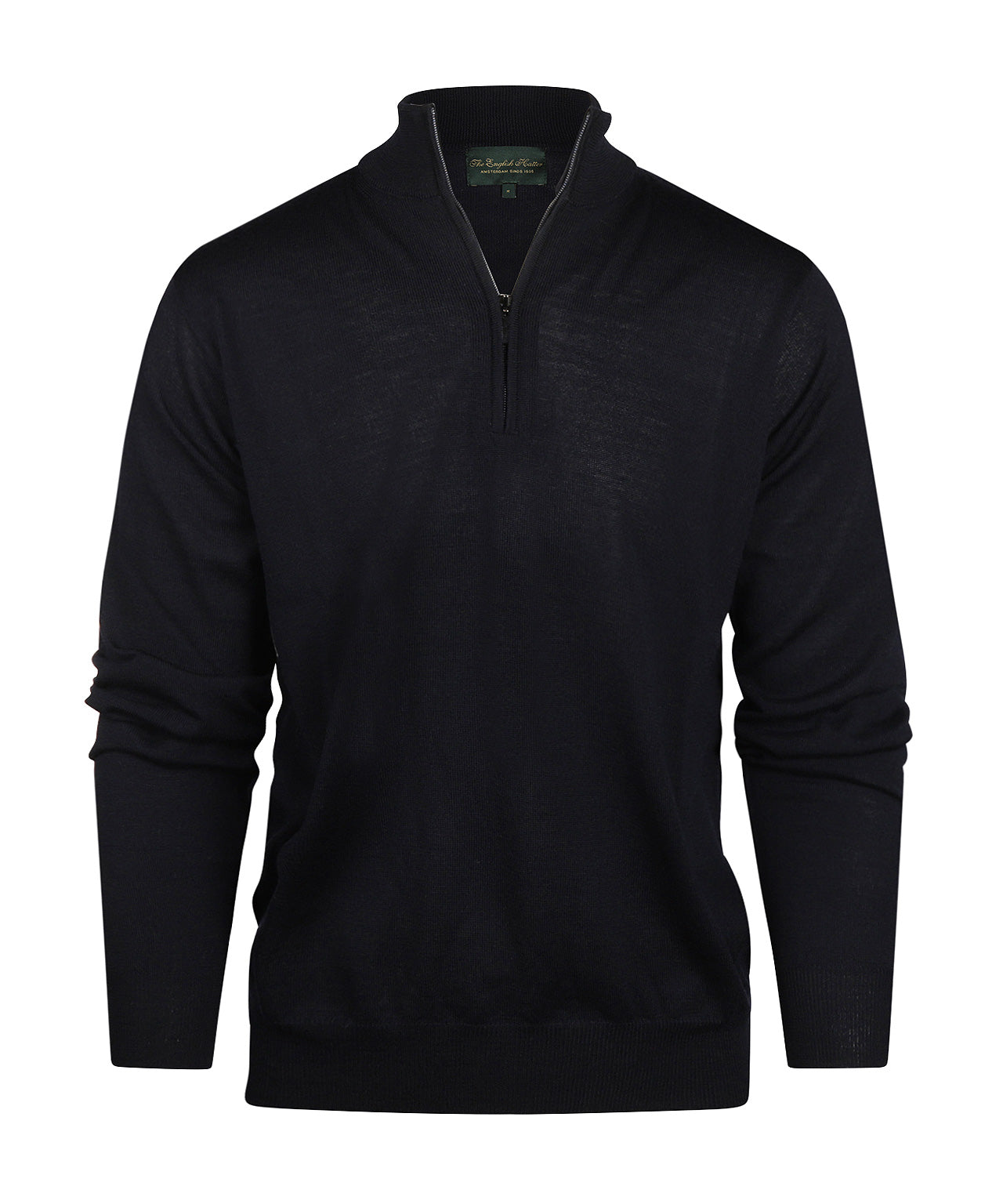 Pullover aus Merinowolle mit Reißverschlusskragen | Marineblau