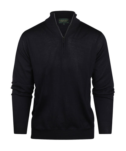 Pullover aus Merinowolle mit Reißverschlusskragen | Marineblau