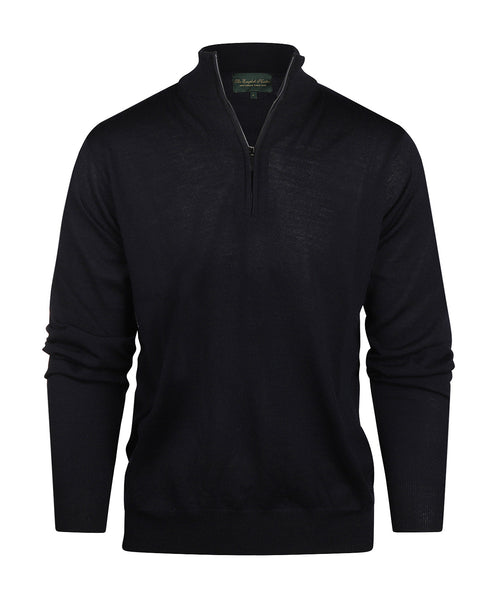 Pullover Merinowol ritskraag | Navy