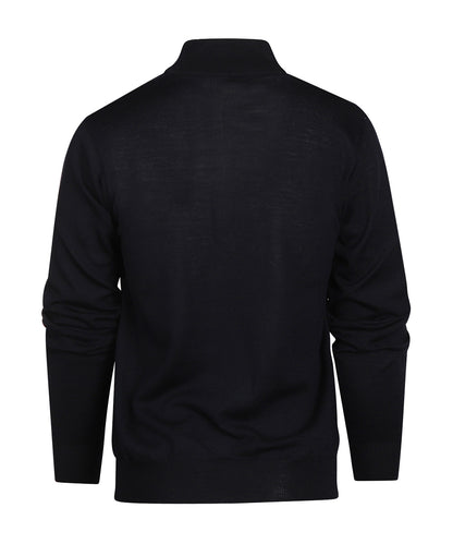 Pullover aus Merinowolle mit Reißverschlusskragen | Marineblau