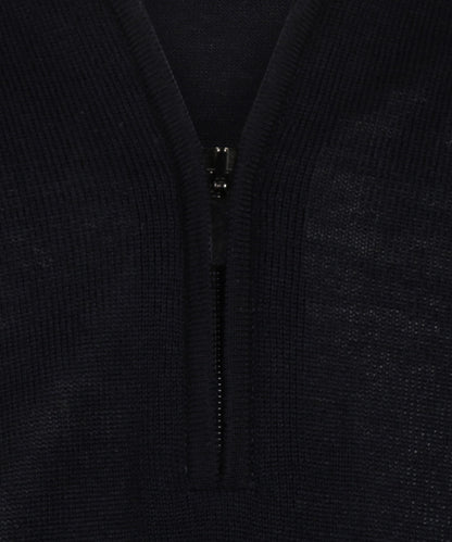 Pullover aus Merinowolle mit Reißverschlusskragen | Marineblau