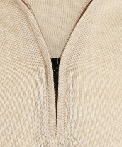 Merinowollpullover mit Reißverschlusskragen | Beige