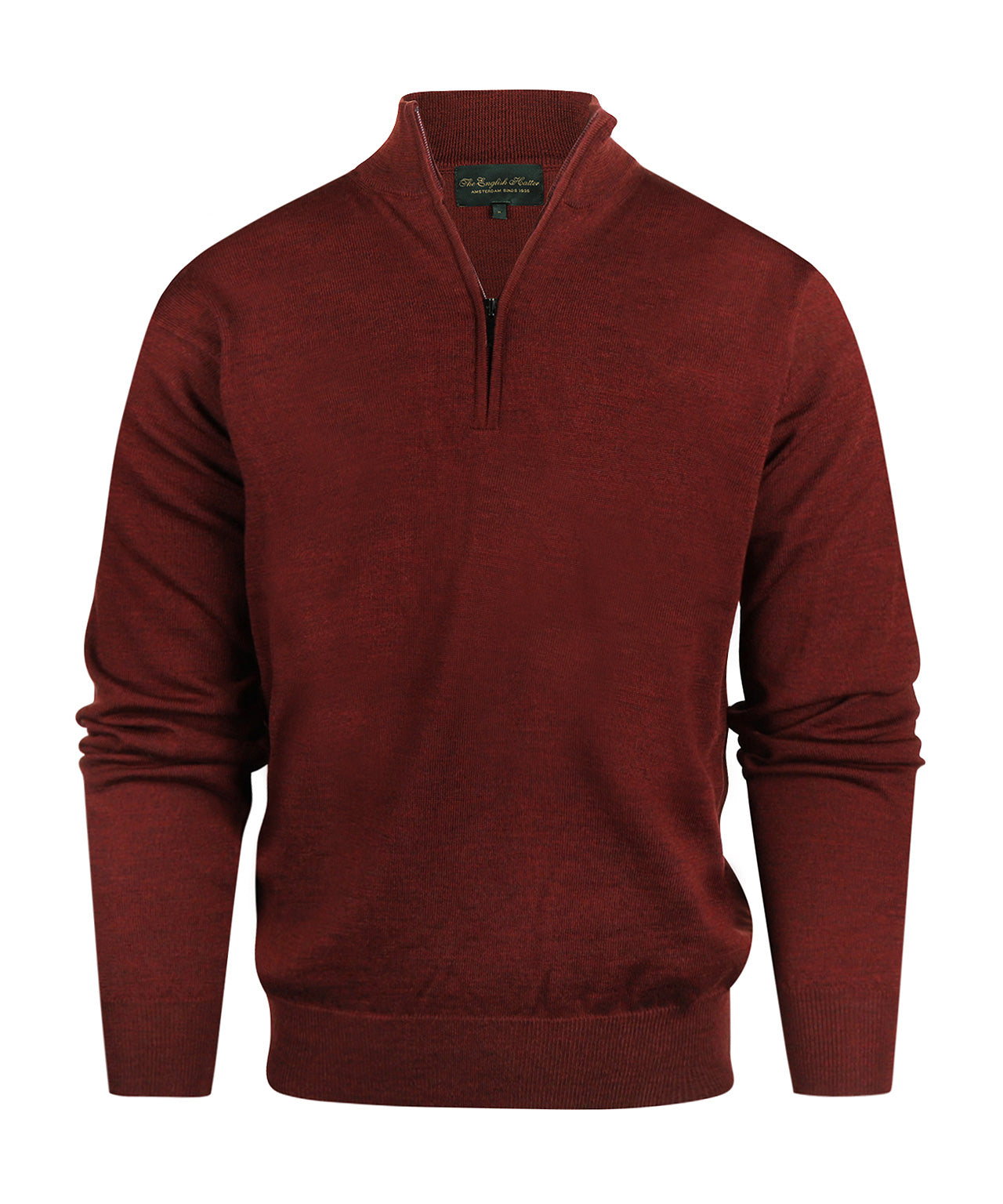 Merinowollpullover mit Reißverschlusskragen | Bordeaux