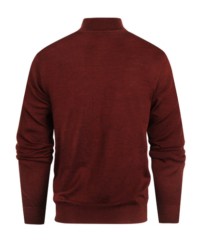 Merinowollpullover mit Reißverschlusskragen | Bordeaux