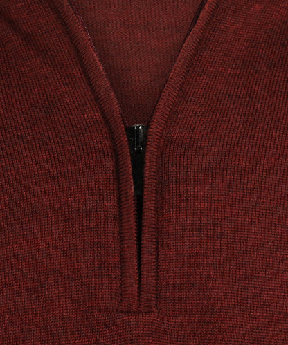 Merinowollpullover mit Reißverschlusskragen | Bordeaux