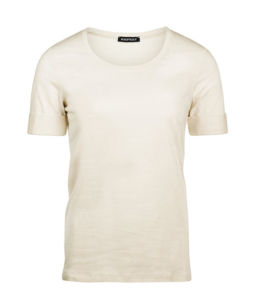 T-shirt Dames Opgerolde mouwen | Wit
