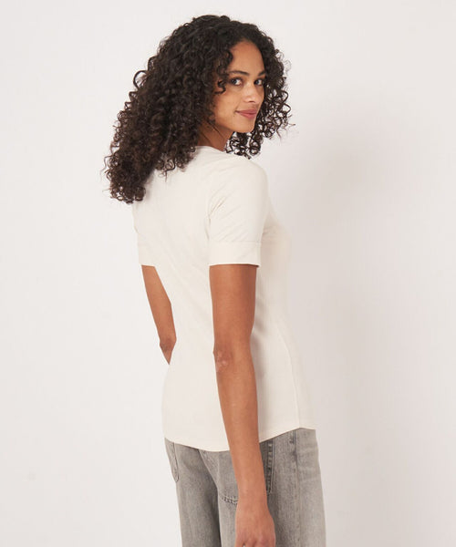 T-shirt Dames Opgerolde mouwen | Wit