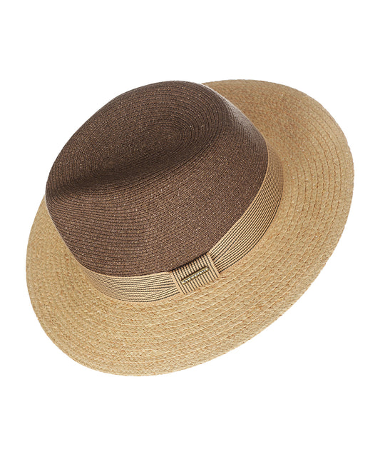 Twotone Toyo Traveller Raffia Hoed | Bruin