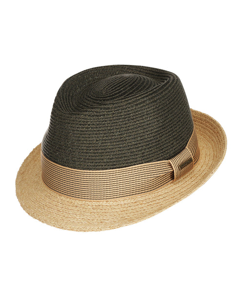 Twotone Toyo Trilby Raffia Hoed | Groen