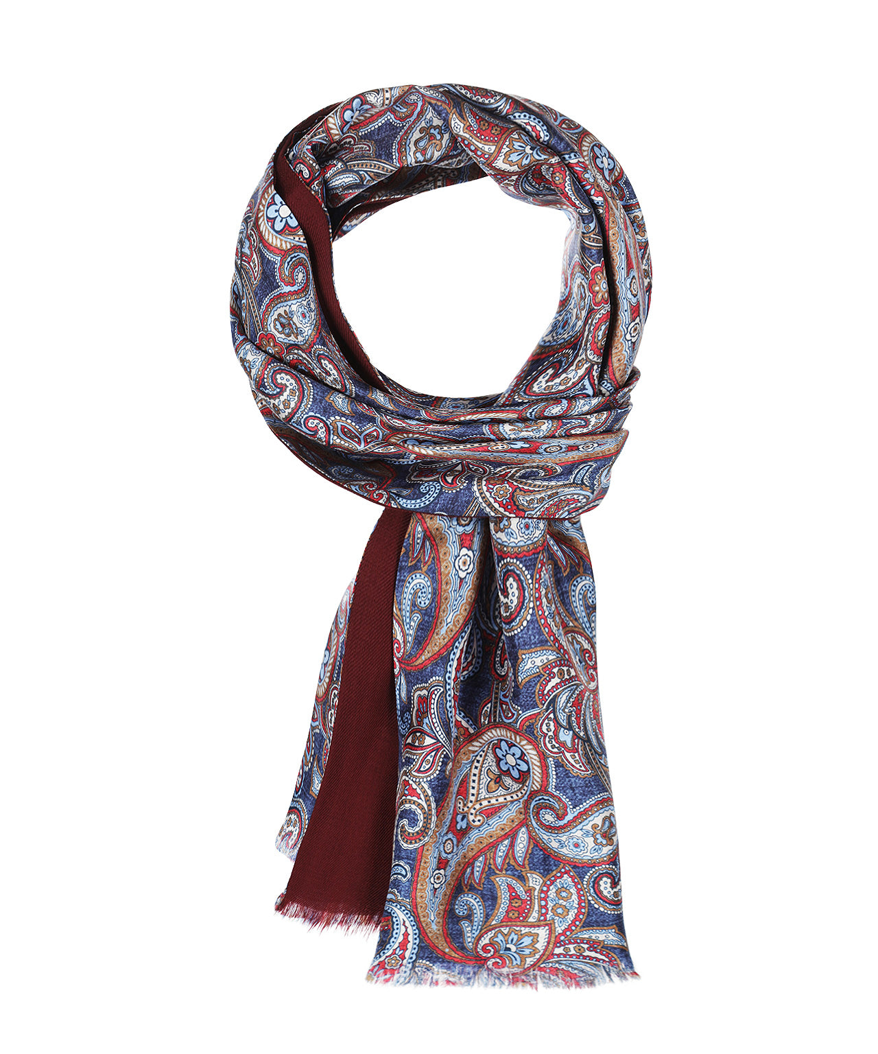 Sjaal 100% Zijde | Bordeaux Indigo Paisley