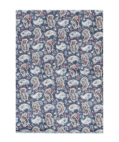 Zijden Sjaal met Paisleyprint | Blauw