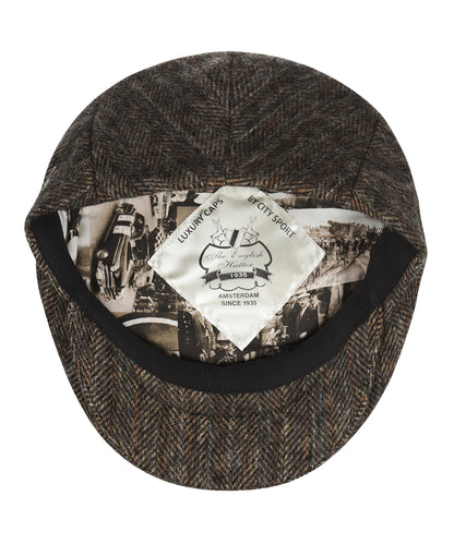 Klassieke Cap | Bruin Herringbone Blauwe Streep