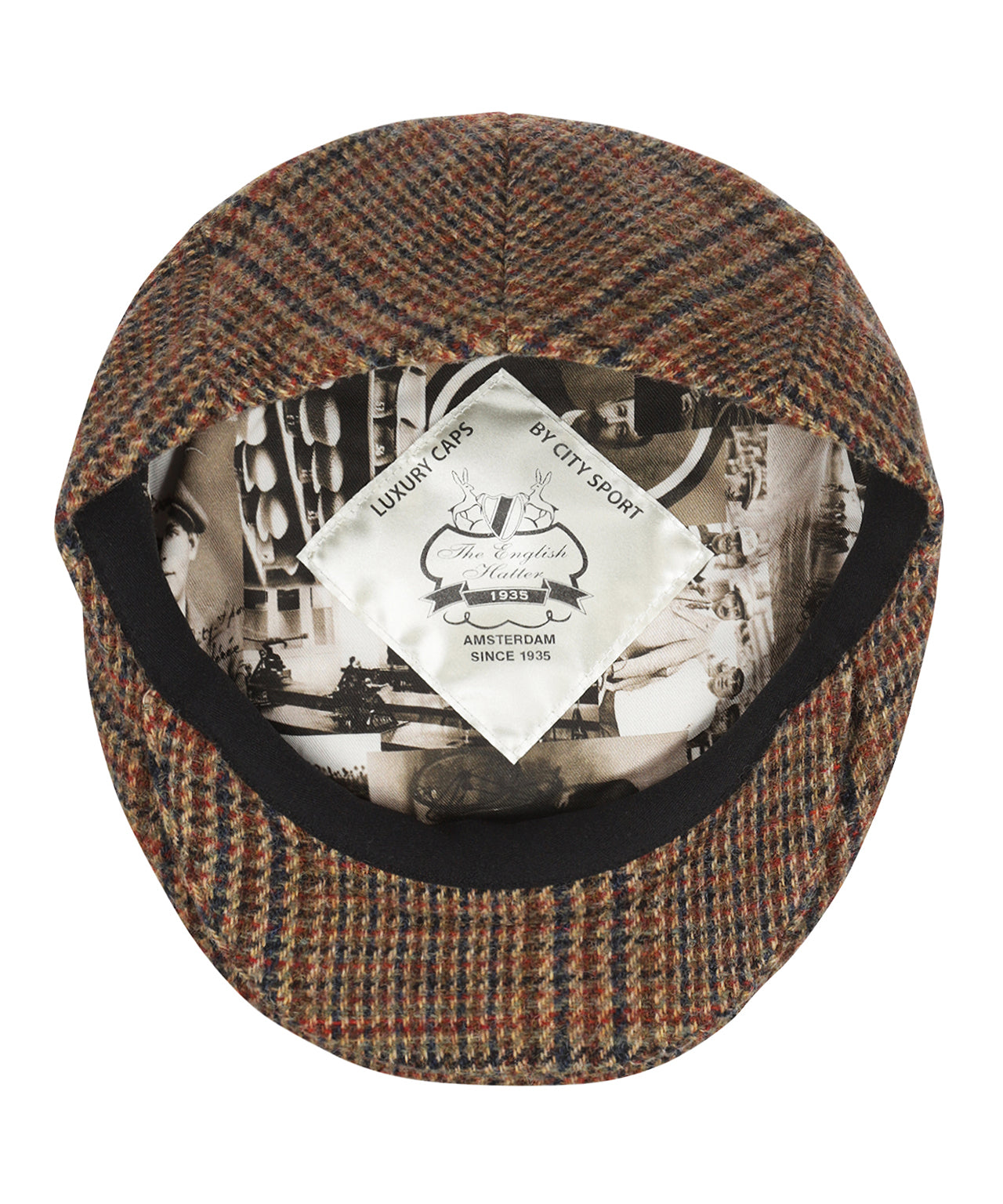 Klassieke Cap | Bruin Houndstooth Rood Blauw