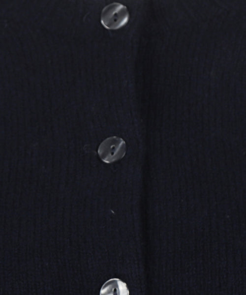 Harley of Scotland Dames Grofgebreid Knoop Vest | Navy Blauw