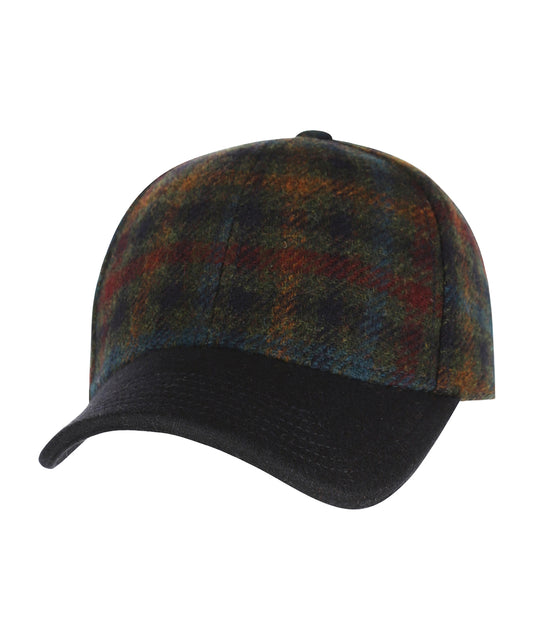 Baseball Cap Wool | Groen Melange ruit