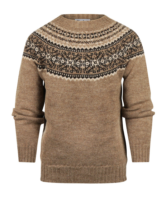 Harley Ronde Hals Fairisle Pullover | Fawn