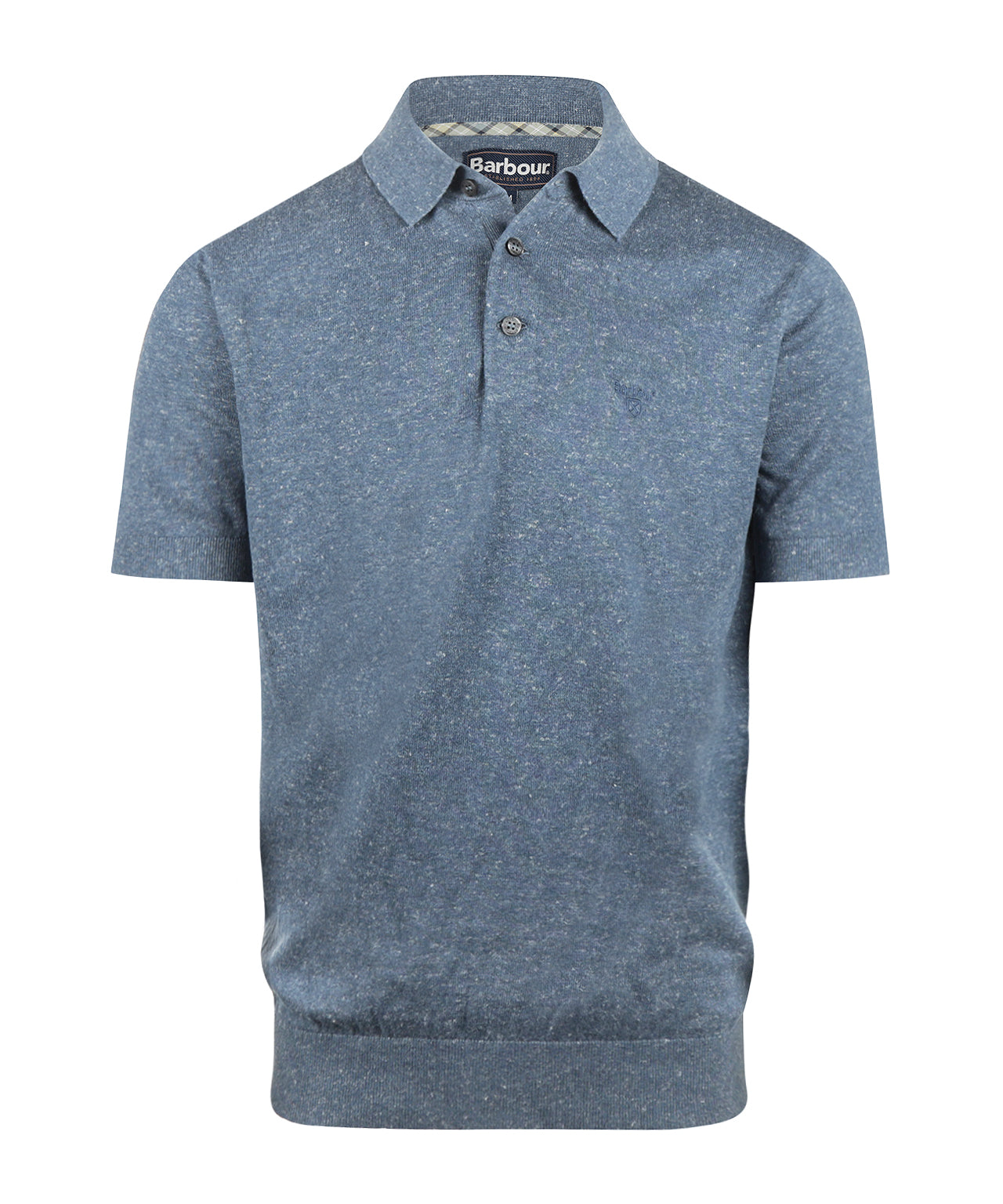 Barbour Muston Linen Blend Polo | Denim Blue