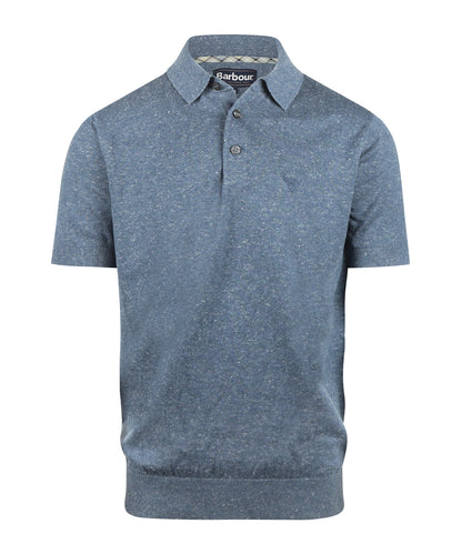 Barbour Muston Linen Blend Polo | Denim Blue