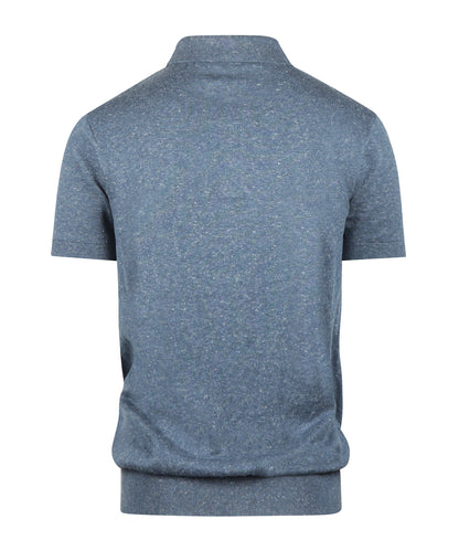 Barbour Muston Linen Blend Polo | Denim Blue