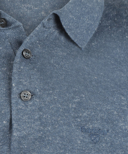 Barbour Muston Linen Blend Polo | Denim Blue