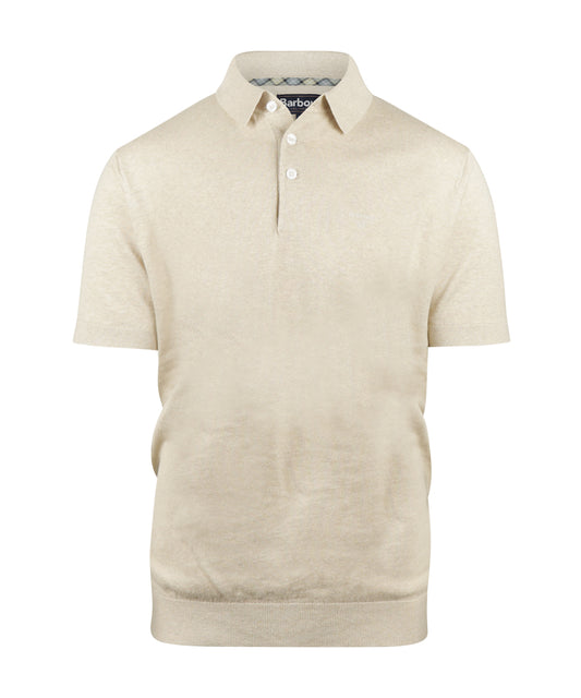 Muston linnen Blend Polo | Washed Stone