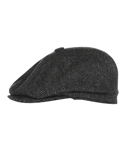 Christy Newsboy Tweed Cap | Herringbone Tweed Charcoal