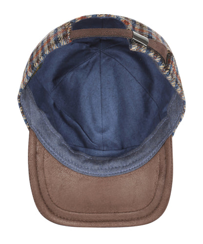 Baseball cap 100% Wol | Donkerbruin Ruit Melange