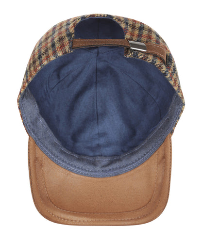 Baseball cap 100% Wol | Lichtbruin Ruit Melange