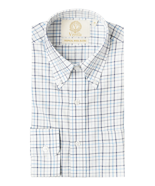 Viyella Shirt Tropical Wool Blend | Blauw
