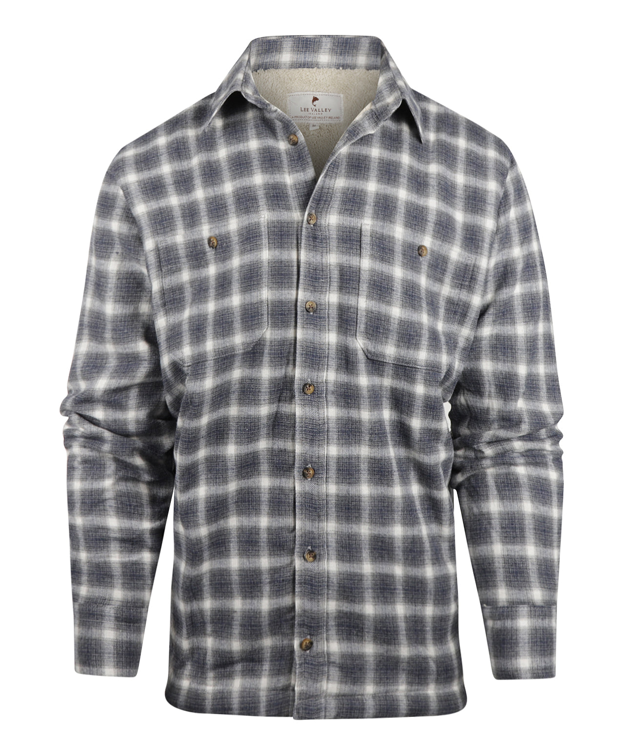 Flannel Fleece Lined Shirt | Navy Beige Plaid