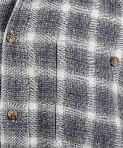 Flannel Fleece Lined Shirt | Navy Beige Plaid