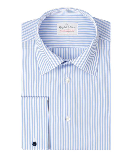 Shirt Dubbele Manchet | Lichtblauw Streep