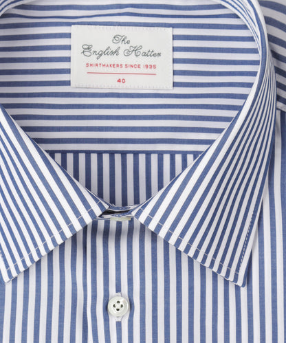 Shirt Dubbele Manchet | Donkerblauw Streep