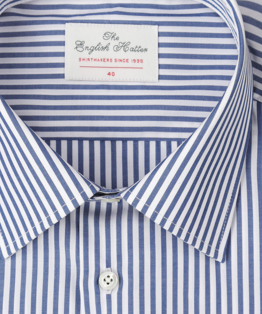 Shirt Dubbele Manchet | Donkerblauw Streep