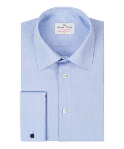Shirt Dubbele Manchet | Blauw Houndstooth Ruit