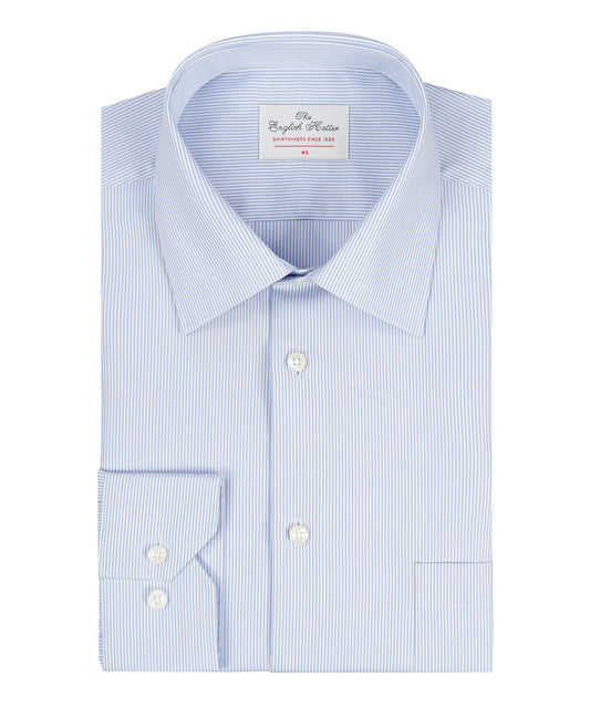 Non Iron Shirt Semi Widespread | Lichtblauw Streep