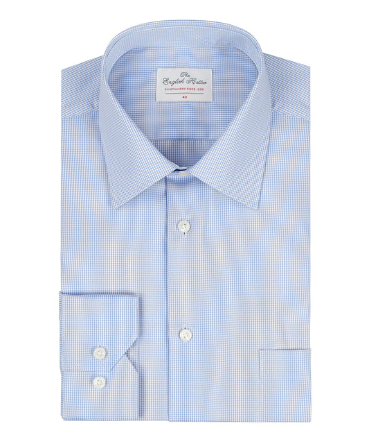 Non Iron Shirt Semi Widespread | Middenblauw ruit