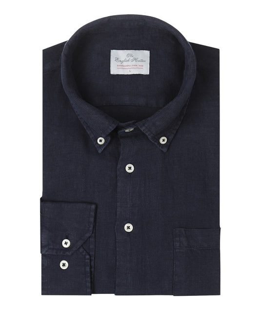 Shirt Garment Washed Linnen | Navy