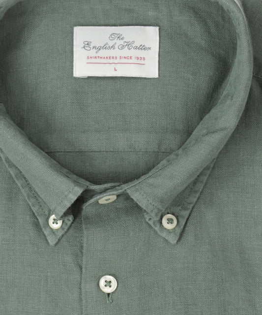 Shirt Garment Washed Linnen | Donkergroen