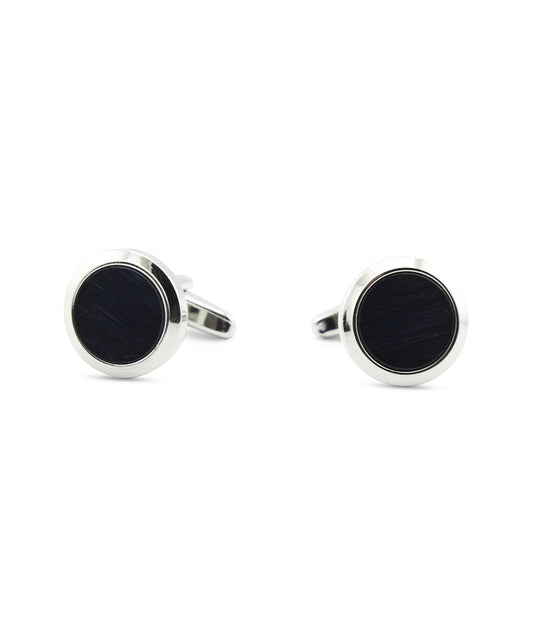 Manchetknopen | Navy Zilver Rond