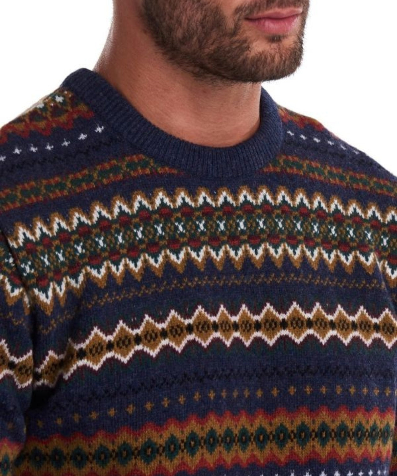 Barbour Fairisle Crew Neck Pullover | Navy Blue